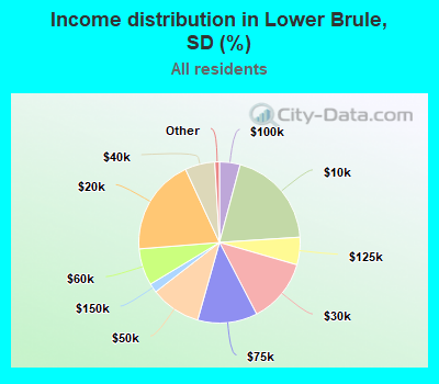 Income distribution in Lower Brule, SD (%)