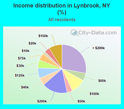Income distribution in Lynbrook, NY (%)