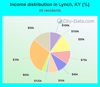 Income distribution in Lynch, KY (%)
