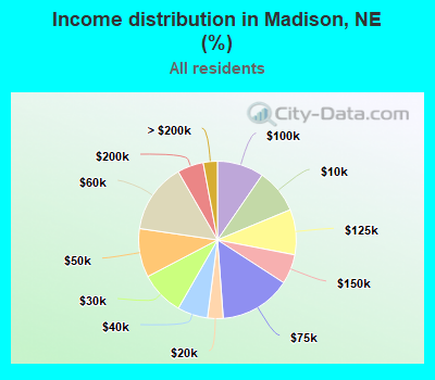 Income distribution in Madison, NE (%)