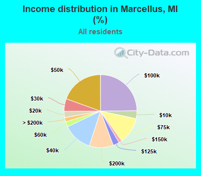 Income distribution in Marcellus, MI (%)