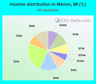 Income distribution in Marion, MI (%)