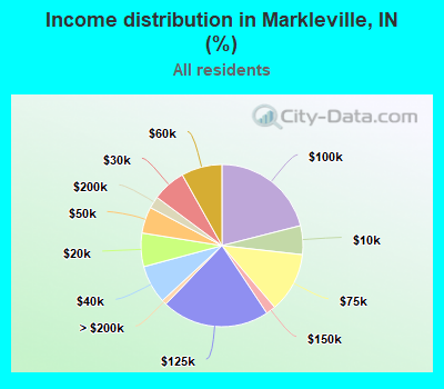 Income distribution in Markleville, IN (%)