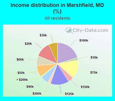 Income distribution in Marshfield, MO (%)