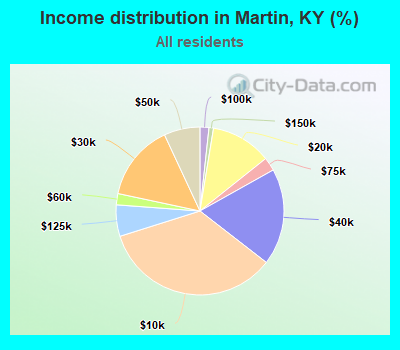 Income distribution in Martin, KY (%)