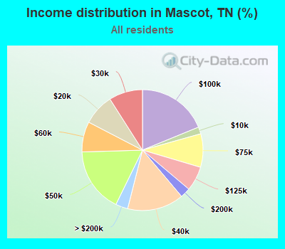 Income distribution in Mascot, TN (%)