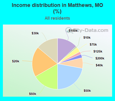 Income distribution in Matthews, MO (%)