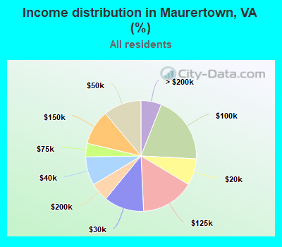 Income distribution in Maurertown, VA (%)