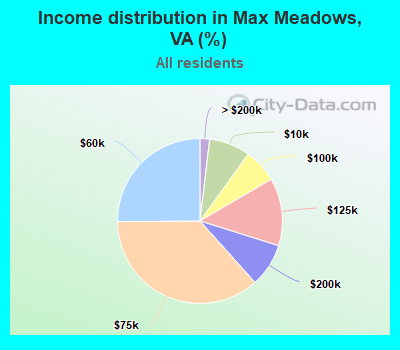 Income distribution in Max Meadows, VA (%)