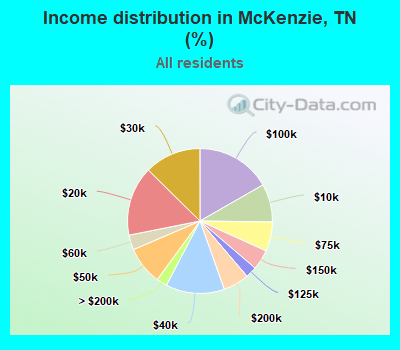 Income distribution in McKenzie, TN (%)