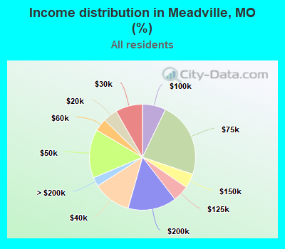Income distribution in Meadville, MO (%)