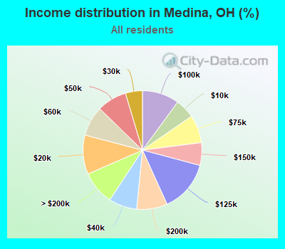 Income distribution in Medina, OH (%)