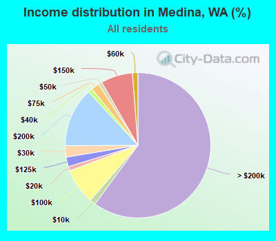 Income distribution in Medina, WA (%)