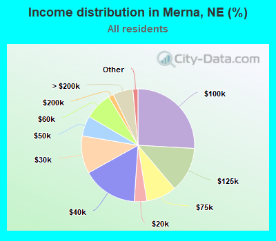 Income distribution in Merna, NE (%)