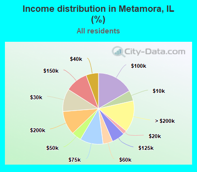 Income distribution in Metamora, IL (%)