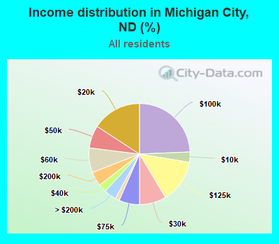 Income distribution in Michigan City, ND (%)