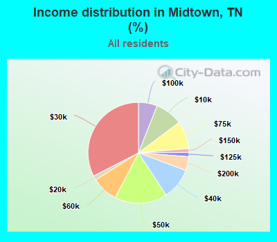 Income distribution in Midtown, TN (%)