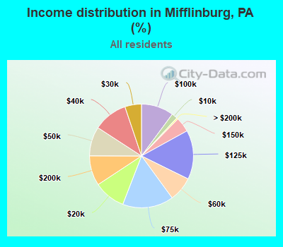 Income distribution in Mifflinburg, PA (%)