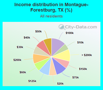 Income distribution in Montague-Forestburg, TX (%)