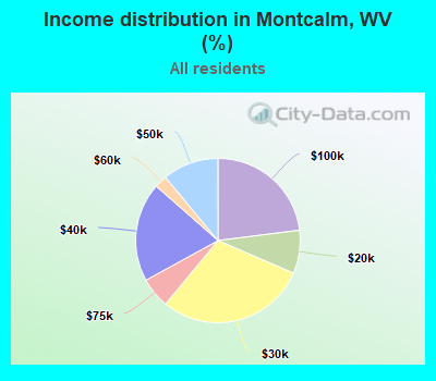 Income distribution in Montcalm, WV (%)