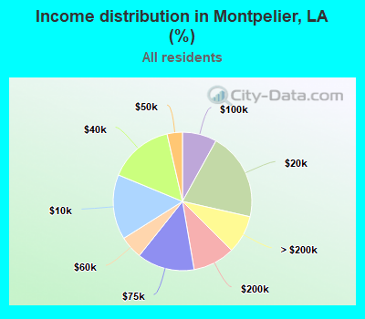 Income distribution in Montpelier, LA (%)