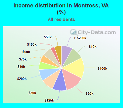 Income distribution in Montross, VA (%)