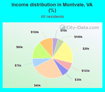 Income distribution in Montvale, VA (%)