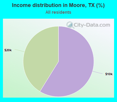 Income distribution in Moore, TX (%)