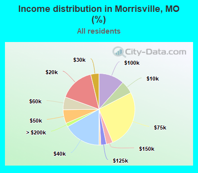 Income distribution in Morrisville, MO (%)