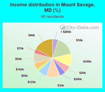 Income distribution in Mount Savage, MD (%)