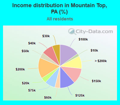 Income distribution in Mountain Top, PA (%)