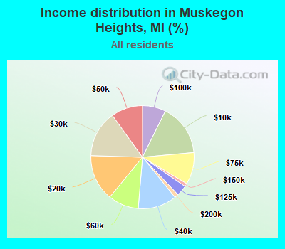 Income distribution in Muskegon Heights, MI (%)