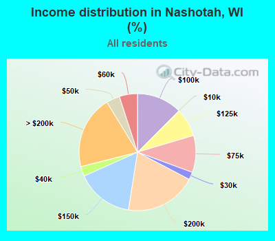 Income distribution in Nashotah, WI (%)