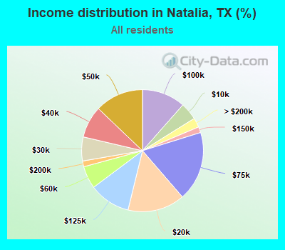 Income distribution in Natalia, TX (%)