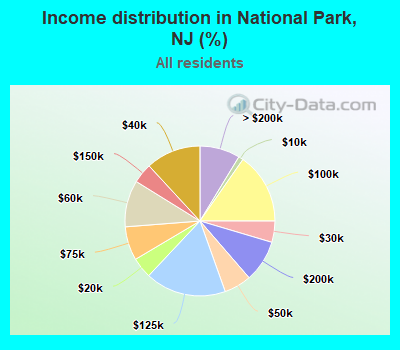 Income distribution in National Park, NJ (%)