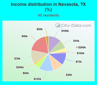 Income distribution in Navasota, TX (%)