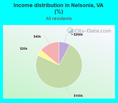 Income distribution in Nelsonia, VA (%)