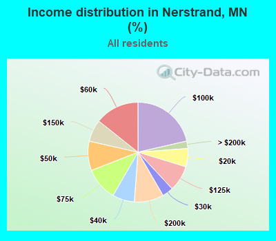 Income distribution in Nerstrand, MN (%)