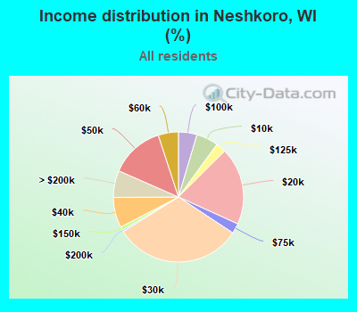 Income distribution in Neshkoro, WI (%)