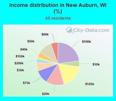 Income distribution in New Auburn, WI (%)