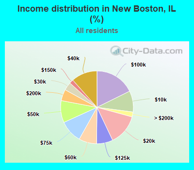 Income distribution in New Boston, IL (%)