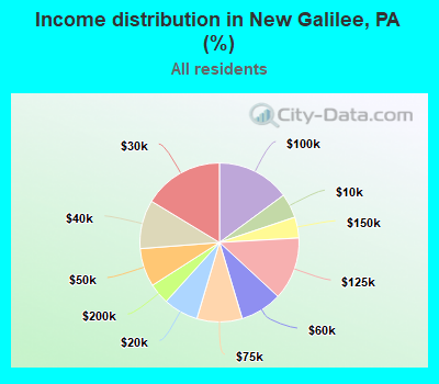 Income distribution in New Galilee, PA (%)