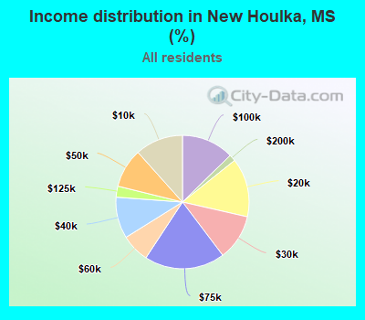 Income distribution in New Houlka, MS (%)