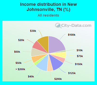 Income distribution in New Johnsonville, TN (%)