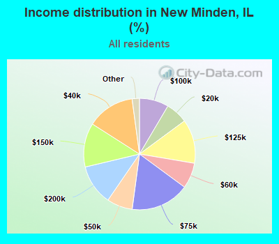 Income distribution in New Minden, IL (%)