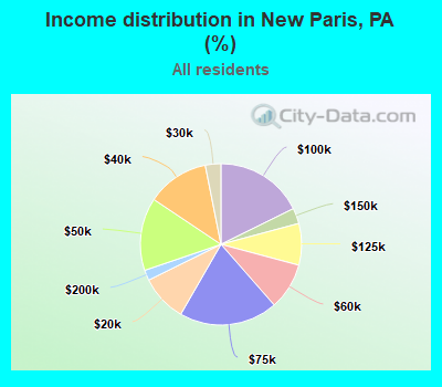 Income distribution in New Paris, PA (%)