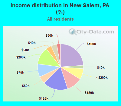 Income distribution in New Salem, PA (%)