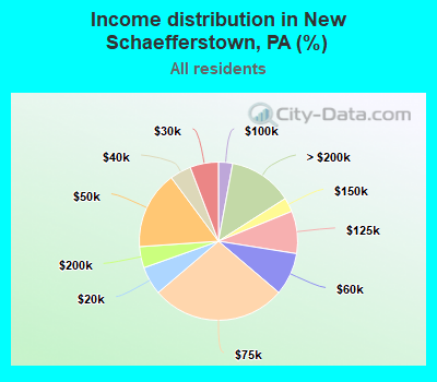 Income distribution in New Schaefferstown, PA (%)