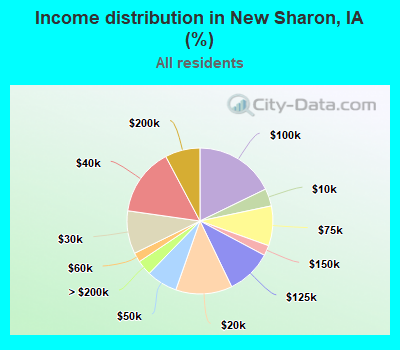Income distribution in New Sharon, IA (%)