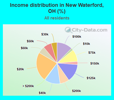 Income distribution in New Waterford, OH (%)